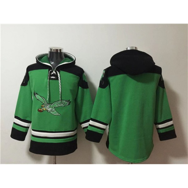 Philadelphia Eagles Blank Green Ageless Must-Have Lace-Up Pullover Hoodie