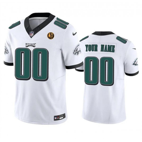 Philadelphia Eagles Custom White 2023 F.U.S.E. With John Madden Patch Vapor Limited Stitched Jersey