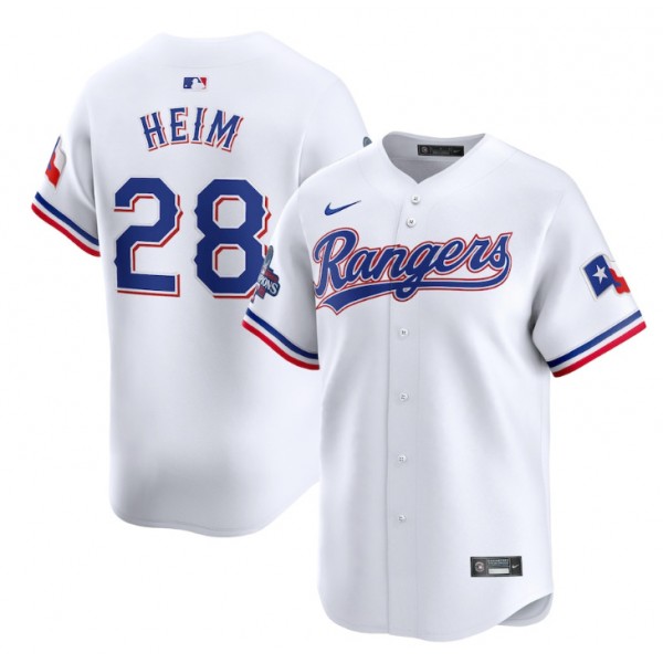 Texas Rangers #28 Jonah Heim White 2023 World Series Champions Stitched Jersey