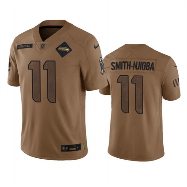 Seattle Seahawks #11 Jaxon Smith-Njigba 2023 Brown Salute To Service Limited Stitched Jersey