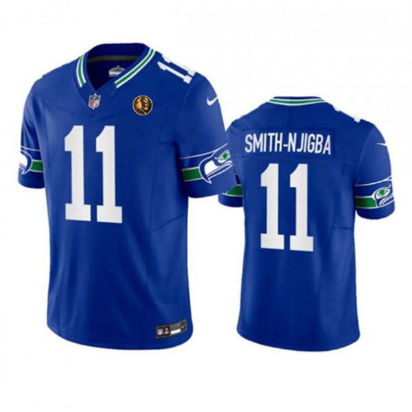 Seattle Seahawks #11 Jaxon Smith-Njigba Royal 2023 F.U.S.E. Throwback With John Madden Patch Vapor Limited Stitched Jersey