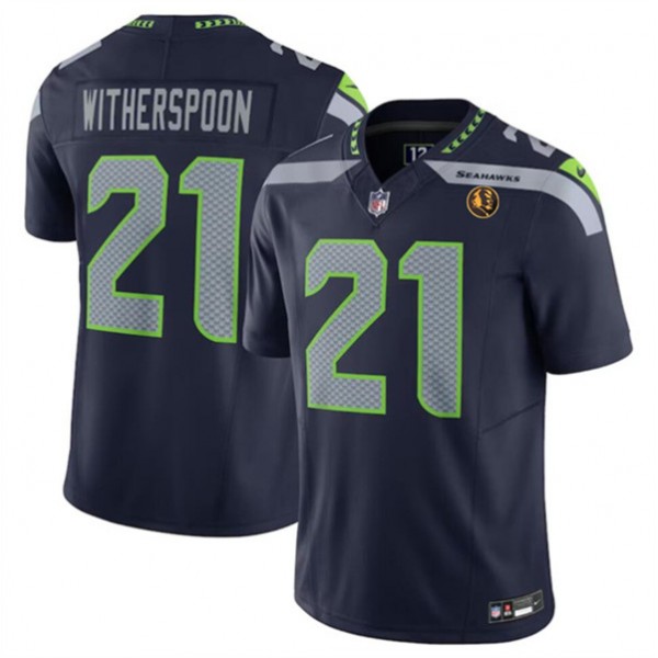 Seattle Seahawks #21 Devon Witherspoon Navy 2023 F.U.S.E. With John Madden Patch Vapor Limited Stitched Jersey