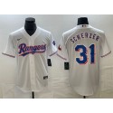 Texas Rangers #31 Max Scherzer White With Patch Cool Base Stitched Jersey