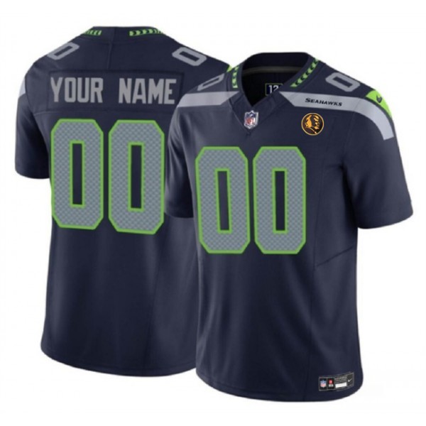 Seattle Seahawks Custom Navy 2023 F.U.S.E. With John Madden Patch Vapor Limited Stitched Jersey