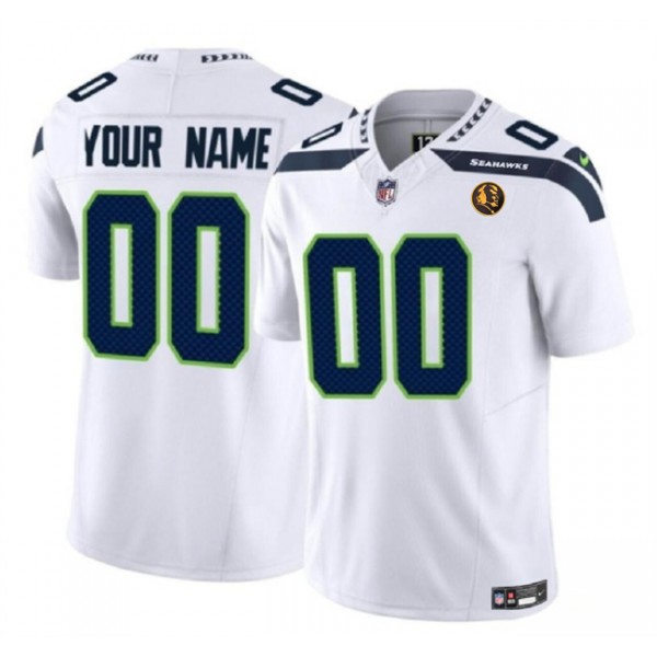 Seattle Seahawks Custom White 2023 F.U.S.E. With John Madden Patch Vapor Limited Stitched Jersey
