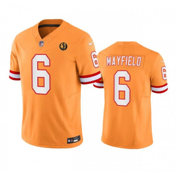 Tampa Bay Buccaneers #6 Baker Mayfield Orange 2023 F.U.S.E. Throwback With John Madden Patch Vapor Limited Stitched Jersey