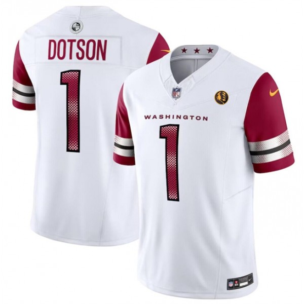 Washington Commanders #1 Jahan Dotson White 2023 F.U.S.E. With John Madden Patch Vapor Limited Stitched Jersey