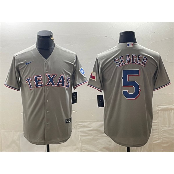 Texas Rangers #5 Corey Seager Gray With Patch Cool Base Stitched Jersey