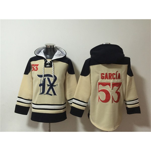 Texas Rangers #53 Adolis García Cream Ageless Must-Have Lace-Up Pullover Hoodie