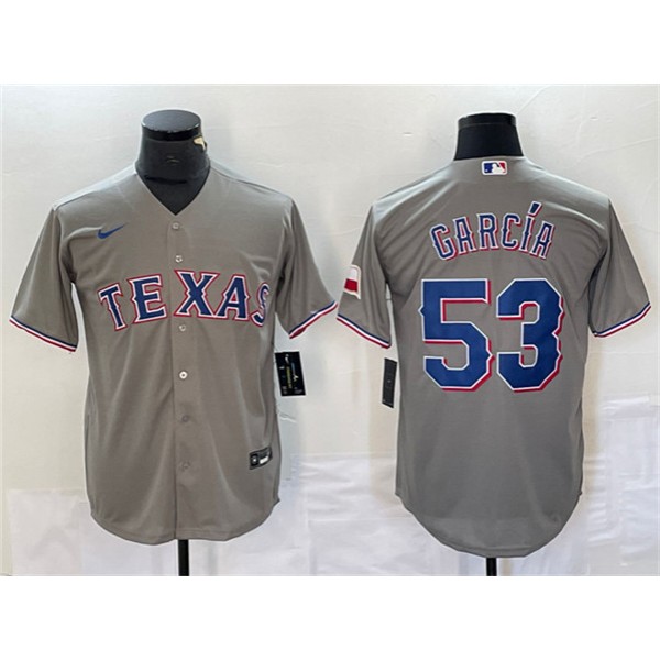 Texas Rangers #53 Adolis García Gray With Patch Cool Base Stitched Jersey