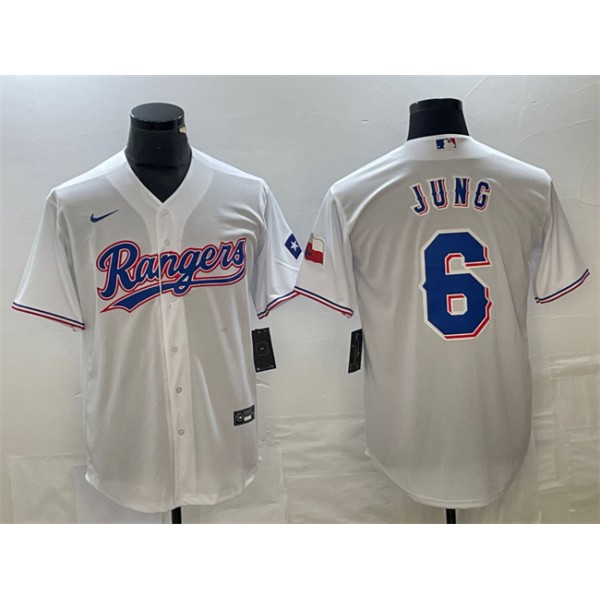 Texas Rangers #6 Josh Jung White With Patch Cool Base Stitched Jersey