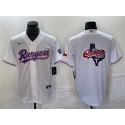 Texas Rangers White 2023 World Series Champions Big Logo With Patch Cool Base Stitched Jersey