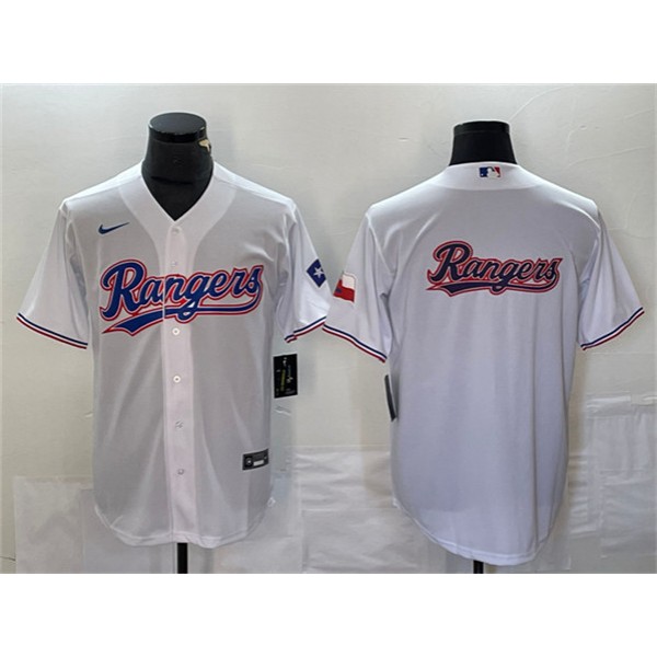 Texas Rangers White Team Big Logo With Patch Cool Base Stitched Jersey