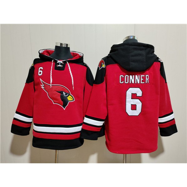 Arizona Cardinals #6 James Conner Red Ageless Must-Have Lace-Up Pullover Hoodie