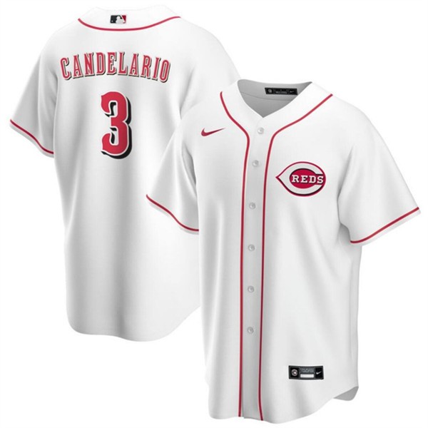 Cincinnati Reds #3 Jeimer Candelario White Cool Base Stitched Jersey