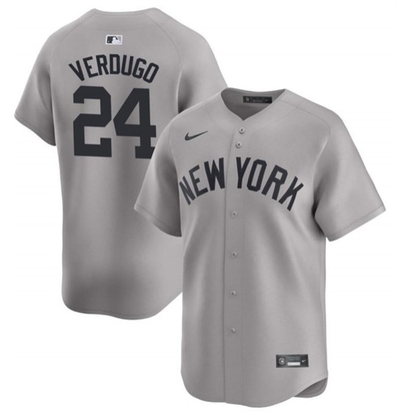 New York Yankees #24 Alex Verdugo Gray 2024 Away Limited Cool Base Stitched Jersey
