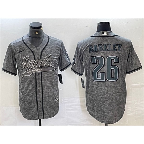 Philadelphia Eagles #26 Saquon Barkley Gray Cool Base Stitched Jersey