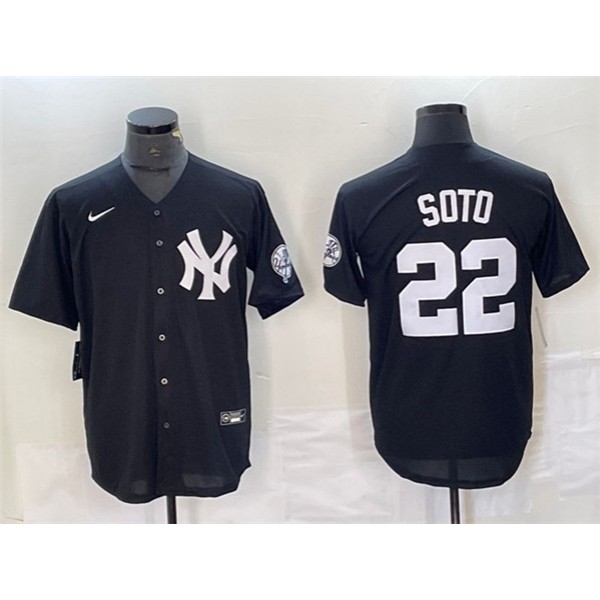 New York Yankees #22 Juan Soto Black Cool Base With Patch Stitched Jersey