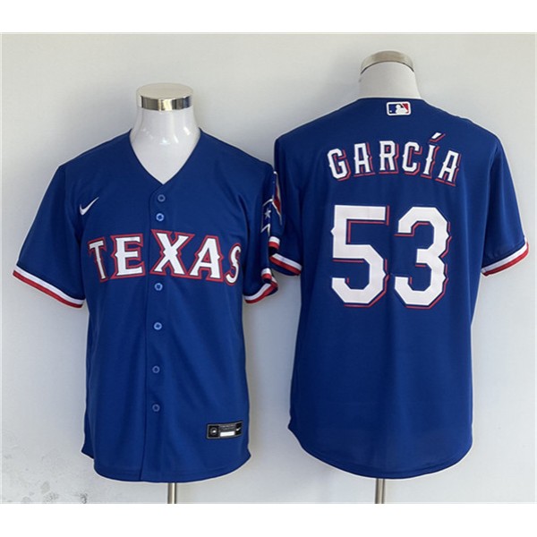 Texas Rangers #53 Adolis Garcia Royal With Patch Cool Base Stitched Jersey