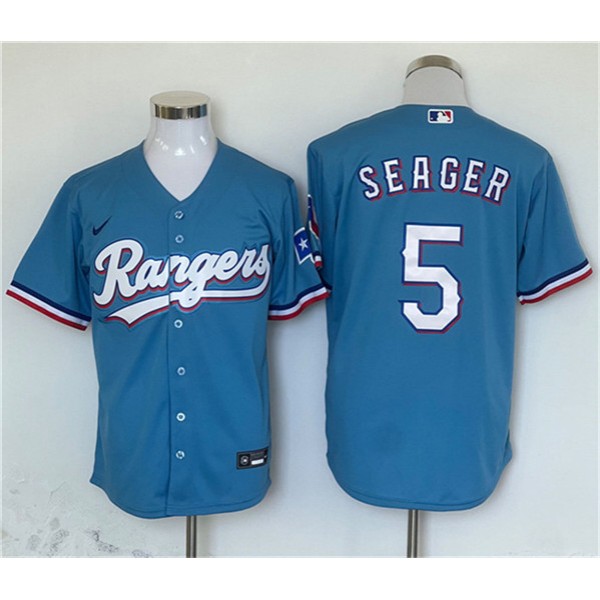 Texas Rangers #5 Corey Seager Blue With Patch Cool Base Stitched Jersey