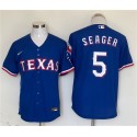 Texas Rangers #5 Corey Seager Royal With Patch Cool Base Stitched Jersey