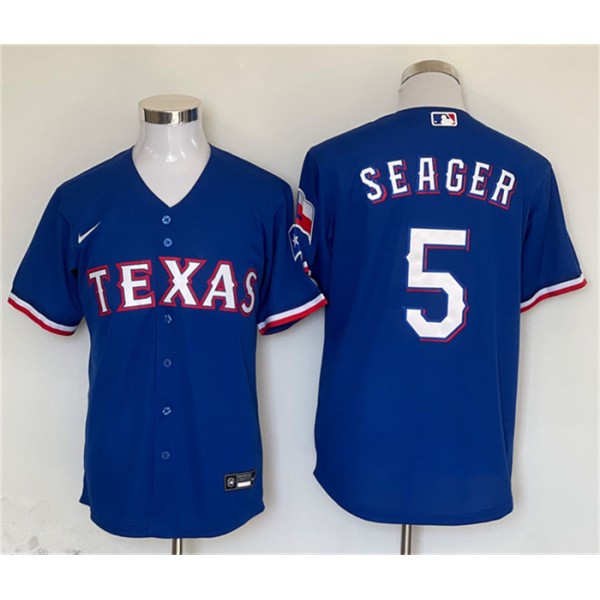 Texas Rangers #5 Corey Seager Royal With Patch Cool Base Stitched Jersey