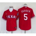 Texas Rangers #5 Corey Seager Red With Patch Cool Base Stitched Jersey