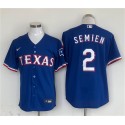 Texas Rangers #2 Marcus Semien Royal With Patch Cool Base Stitched Jersey