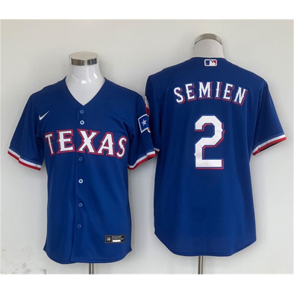 Texas Rangers #2 Marcus Semien Royal With Patch Cool Base Stitched Jersey