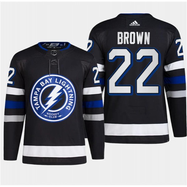 Tampa Bay Lightning #22 Logan Brown Black Alternate Premier Breakaway Stitched Jersey