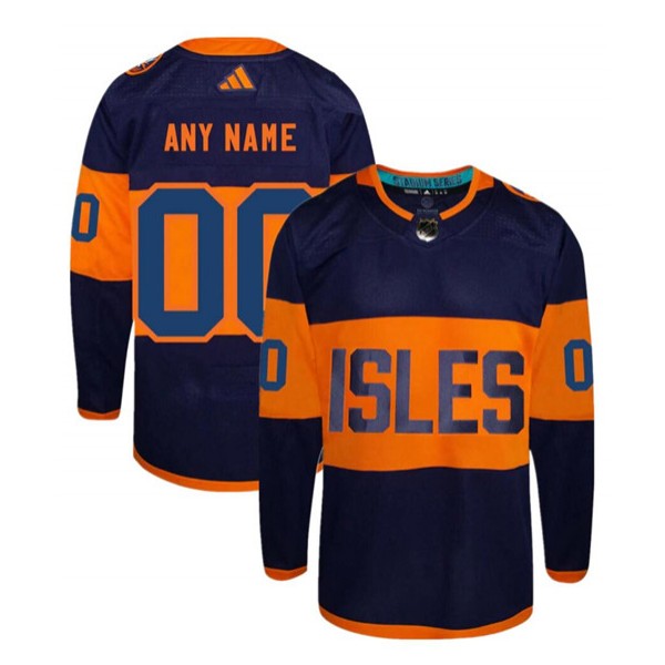 New York Islanders Custom Navy 2024 Stadium Series Stitched Jersey