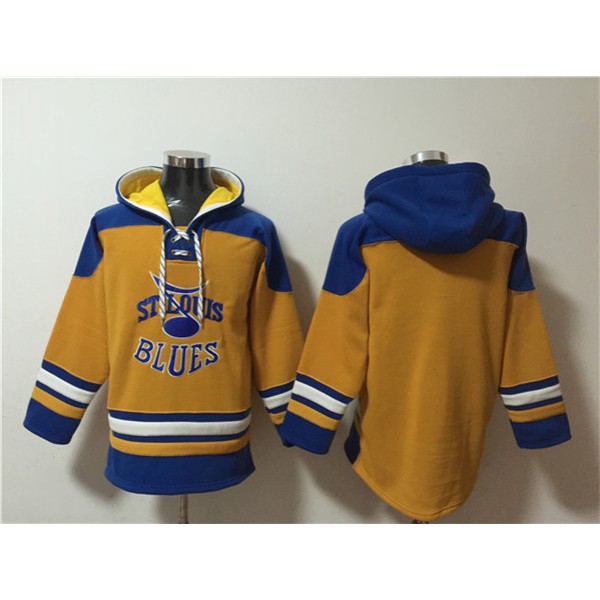 St. Louis Blues Blank Yellow Ageless Must-Have Lace-Up Pullover Hoodie