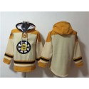 Boston Bruins Blank Cream Ageless Must-Have Lace-Up Pullover Hoodie