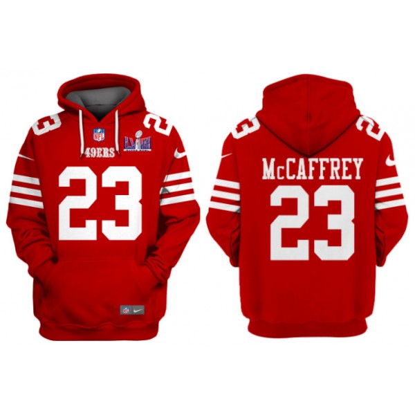 San Francisco 49ers #23 Christian McCaffrey Red Super Bowl LVIII Alternate Pullover Hoodie
