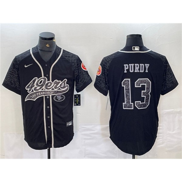 San Francisco 49ers #13 Brock Purdy Black Reflective With Patch Cool Base Stitched Jersey