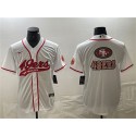 San Francisco 49ers White Team Big Logo With Patch Cool Base Stitched Jersey