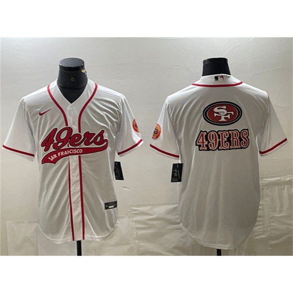 San Francisco 49ers White Team Big Logo With Patch Cool Base Stitched Jersey