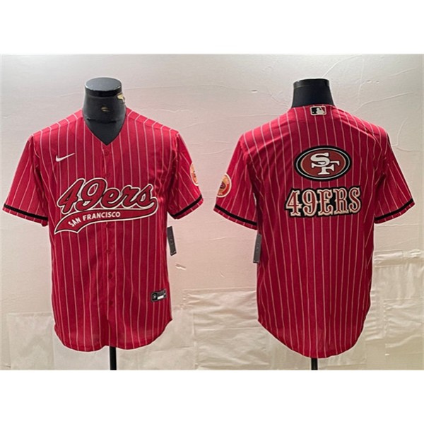 San Francisco 49ers Red Team Big Logo With Patch Cool Base Stitched Jersey