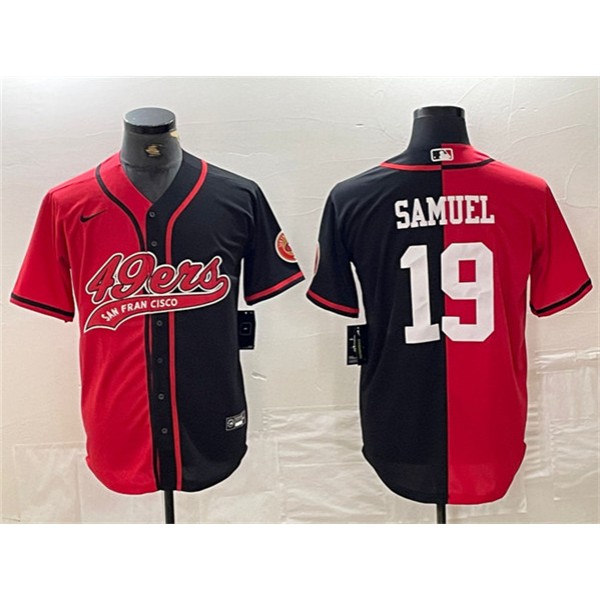 San Francisco 49ers #19 Deebo Samuel Red Black Split With Patch Cool Base Stitched Jersey
