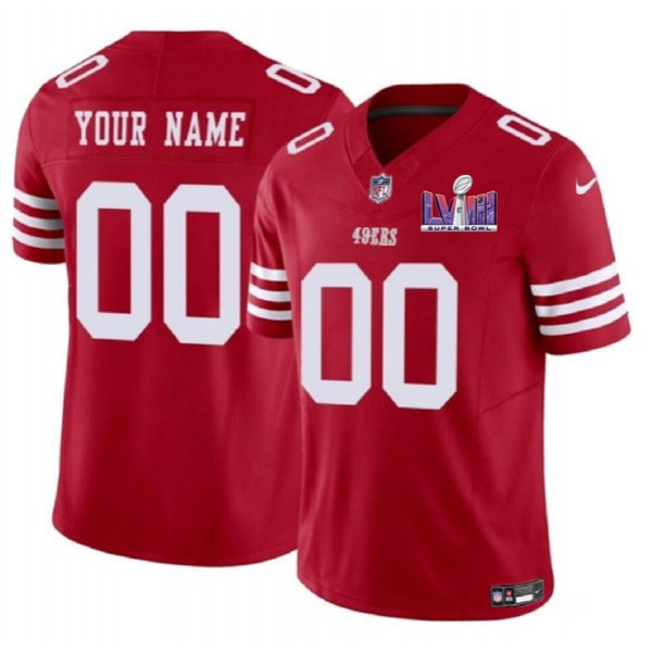 San Francisco 49ers Custom Red 2024 F.U.S.E. Super Bowl LVIII Patch Vapor Untouchable Limited Stitched Jersey
