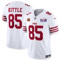 San Francisco 49ers #85 George Kittle White 2024 F.U.S.E. Super Bowl LVIII Patch And 4-Star C Patch Vapor Untouchable Limited Stitched Jersey