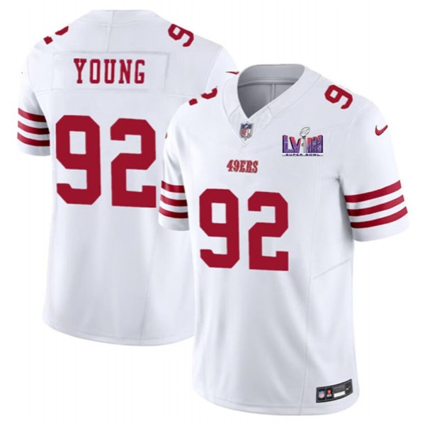 San Francisco 49ers #92 Chase Young White 2024 F.U.S.E. Super Bowl LVIII Patch Vapor Untouchable Limited Stitched Jersey