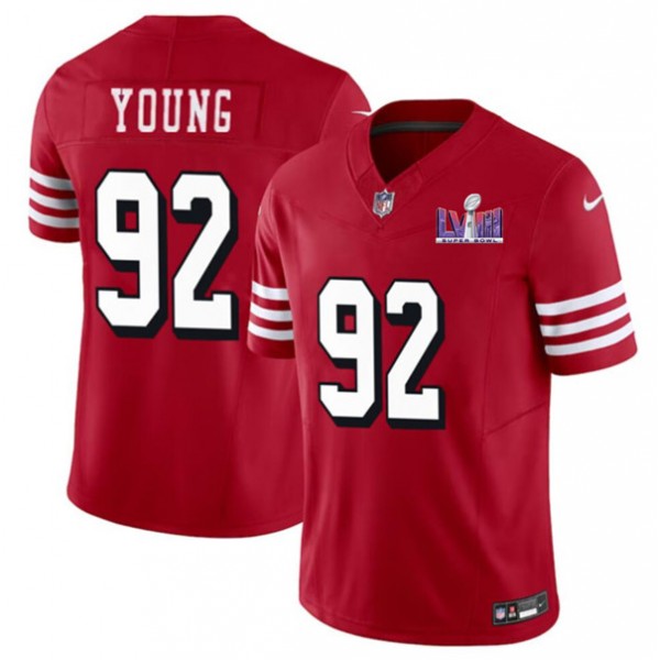 San Francisco 49ers #92 Chase Young New Red 2024 F.U.S.E. Super Bowl LVIII Patch Vapor Untouchable Limited Stitched Jersey