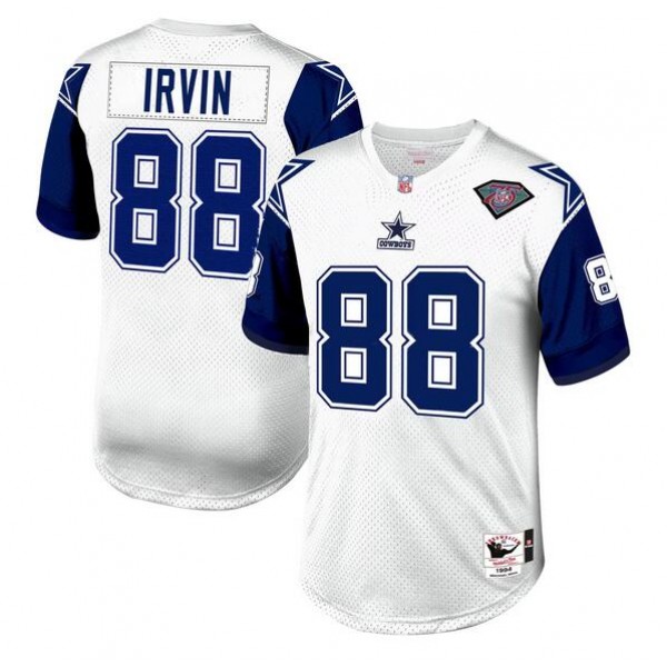 Dallas Cowboys #88 Michael Irvin White 1996 Mitchell Ness Throwback Stitched Jersey