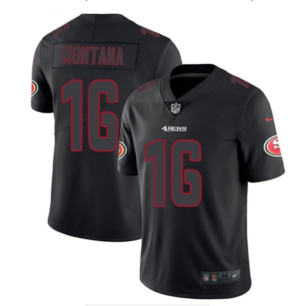 San Francisco 49ers #16 Joe Montana Black Impact Limited Stitched Jersey