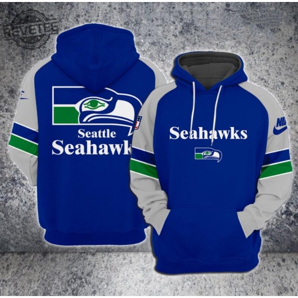 Seattle Seahawks Royal Team Big Logo Sideline Alternate Club Pullover Hoodie
