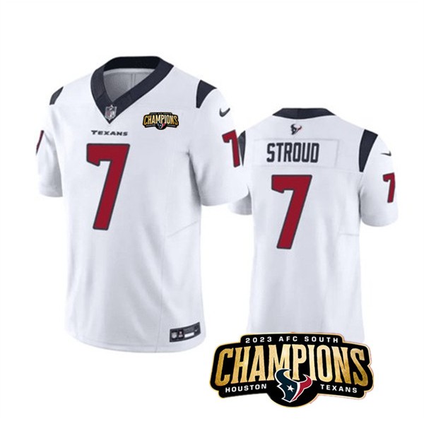 Houston Texans #7 C.J. Stroud White 2023 F.U.S.E. AFC South Champions Patch Vapor Untouchable Limited Stitched Jersey