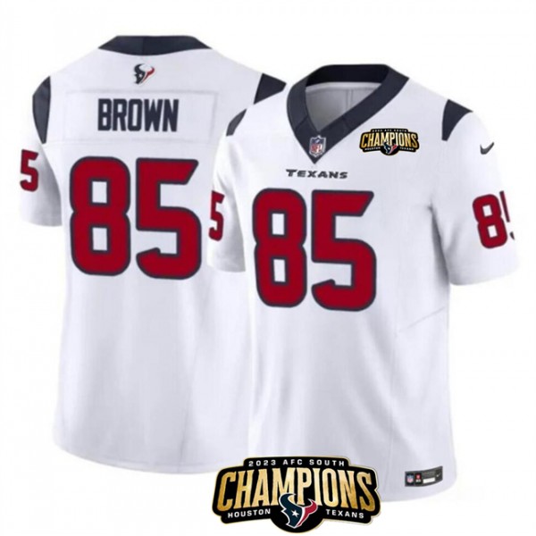 Houston Texans #85 Noah Brown White 2023 F.U.S.E. AFC South Champions Patch Vapor Untouchable Limited Stitched Jersey
