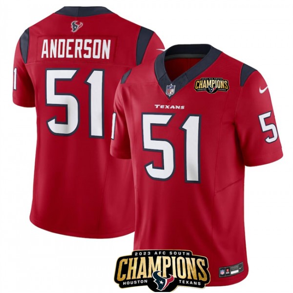 Houston Texans #51 Will Anderson Jr. Red 2023 F.U.S.E. AFC South Champions Patch Vapor Untouchable Limited Stitched Jersey