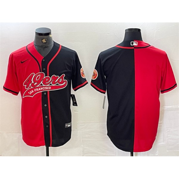 San Francisco 49ers Blank Red Black Split With Patch Cool Base Stitched Jersey